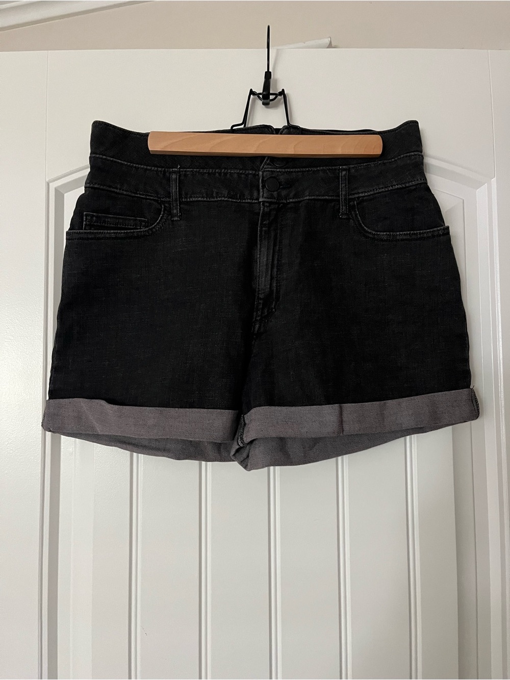 Banana Republic High-Rise Double Button 4 Inch Denim Shorts Washed Black
